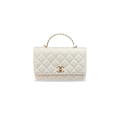 CHANEL MASTER 24S WHITE PEARL PORTABLE ACCORDION FLAP BAG AP3954 (19.3*12*3.5cm)